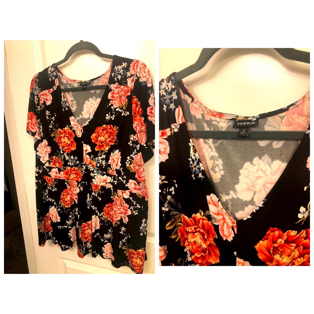 Torrid peplum fit and flare flowery top